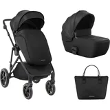 KIKKABOO Kinderwagen Thea 2 in 1 EVA-Räder verstellbarer Schiebegriff Babywanne schwarz