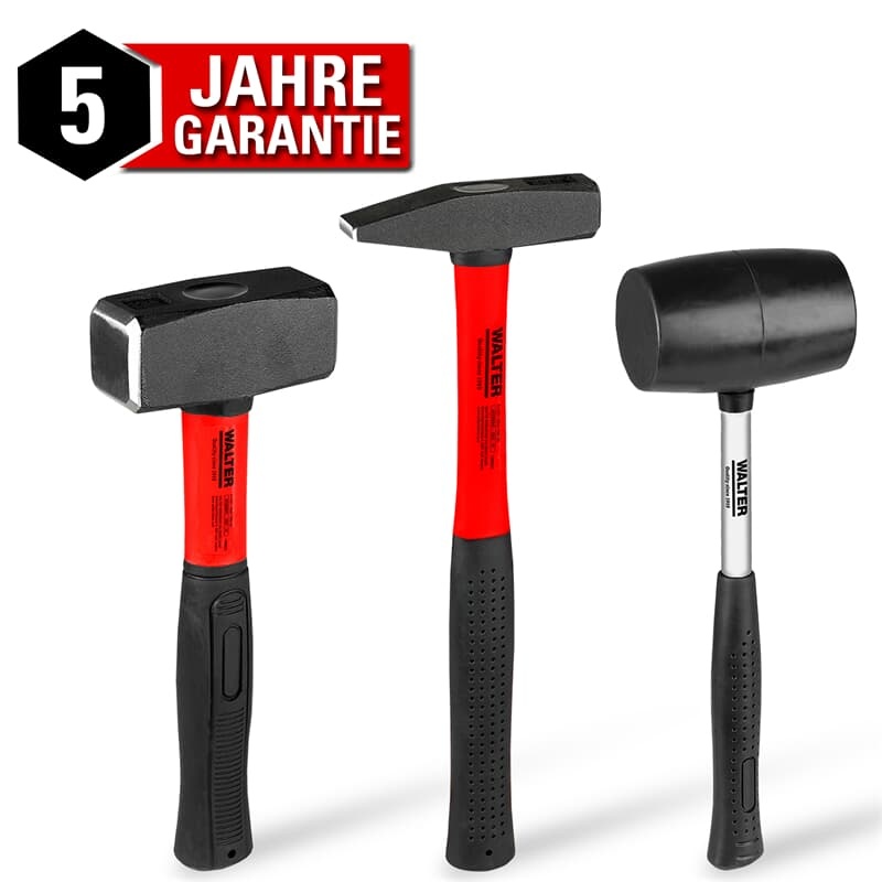 WALTER Hammer Set 3 tlg. Schlosserniethammer Handfäustel Gummischonhammer