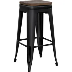 2er-Set Tolix Barhocker | Schwarz Matt | Metall | Industrial Barstuhl, Industrie Barhocker