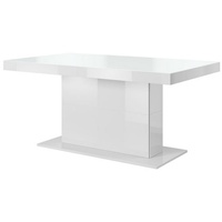 Helvetia Esstisch QUARTZ, 165-255cm weiß/weiß hochglanz - weißglas mit ausziehbaren Tischplatten weiß
