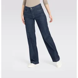 Weite Jeans MAC "WIDE", Damen, Gr. 44, Länge 32, blau (fashion rinsed), Denim/Jeans, Obermaterial: 91% Baumwolle, 7% Elastomultiester, 2% Elasthan, casual, bequem, Jeans