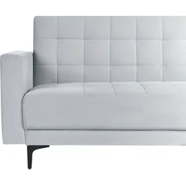 Beliani 4-Sitzer Ecksofa Links Hellgrau Samt Gesteppt L-förmig mit Schlaffunktion Schwarzen Metallbeinen Modern Glamourös Modulsofa Schlafsofa