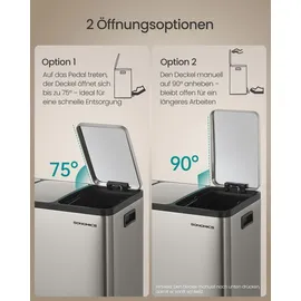 Songmics Mülleimer 3 x 18 l Silber