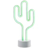 CASANOVA casa NOVA LED-Tischlampe KAKTUS, H 29,5 cm - Grün - Silbergrau - Kunststoff - Batteriebetrieben - mit USB-Kabel