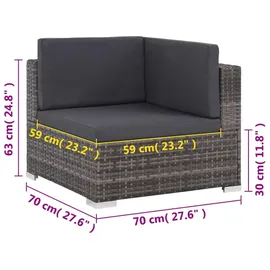 vidaXL Garten-Lounge-Set 8-tlg. grau