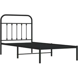 vidaXL Bettgestell mit Kopfteil Metall Schwarz 90x200 cm