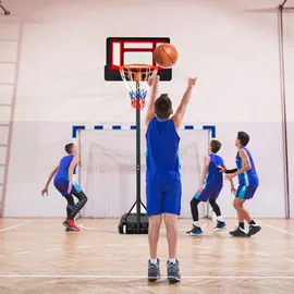 Costway Basketballkorb mit Ständer rot 90-210 cm