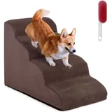 Haustiertreppe aus Schwamm, Hundetreppe mit Waschbar Bezug, rutschfeste Hunderampe für kleine Hunde und Katzen zum Klettern auf Hochbetten und Sofas,
