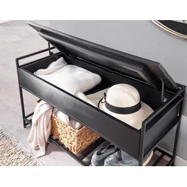 FineBuy Sitzbank 90 x 52 x 38 cm schwarz / schwarz
