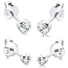 elli by julie & grace Elli Ohrringe Damen Ohrstecker 2er Set Basic mit Kristall in 925 Sterling Silber