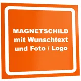 Kiwistar Magnetschild personalisiert - mit Wunschtext Foto und Logo bedruckt - Fahrzeugmagnet für Auto KFZ LKW Transporter Wohnmobil (orange, 50x40 cm)