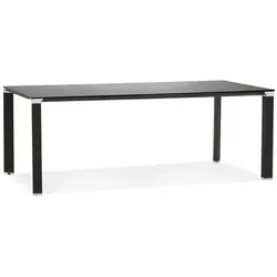 Kadima Design Schreibtisch Glas Schwarz | Elegant | 200x100cm | Metallbeine | Besprechungstisch | Büro