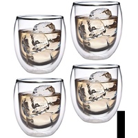 Feelino Latte Macchiato Gläser Doppelwandig, 4er-Set Kaffee Gläser, Doppelwandige Thermo-Gläser, Isolierte Cappuccino Tassen aus Glas, Handgemachtes Glas für Tee und Eiskaffee, 320ml Kaffeegläser