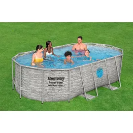 BESTWAY Power Steel Swim Vista Series Set 427 x 250 x 100 cm steinwandoptik inkl. Filterpumpe
