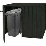 MCW XL 2er-/4er-WPC-Mülltonnenverkleidung MCW-J28, Premium Mülltonnenbox, Metall Holzoptik, erweiterbar ~ anthrazit