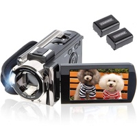 kicteck Videokamera, Camcorder, Digital, YouTube, Vlogging-Kamera, Recorder, Full HD, 1080p, 15 fps, 24 MP, 7,6 cm, 270 Grad drehbar, LCD, 16 x digitaler Zoom, Camcorder mit 2 Batterien (604S)