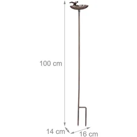 Relaxdays Vogeltränke zum Stecken 100 cm Braun