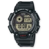 Herrenuhr CASIO AE-1400WH-1A Digital Silikon Schwarz Grau Chrono 100mt