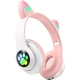 Avizar Bluetooth Kinderkopfhörer Katzenohren Rosa