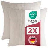 Blumtal Musselin Kissenbezug 80x80 cm 2er Set - Oeko-TEX zert. Kissenbezug Musselin aus 100% Baumwolle - extra weiches Kissen-Set waschbar bei 40 °C - atmungsaktive Sommer Kissenbezüge Grau