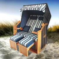 Strandkorb Premium Volllieger Ostsee Gartenliege Sonneninsel Poly-Rattan XXL