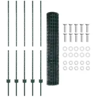 vidaXL Euro Zaun Set Set aus 2 Grün Metall Groß Langlebig Euro Zaun Vidaxl