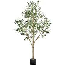 Vevor Künstlicher Olivenbaum, 1,5 m, mit schwarzem Topf, Kunstbaum mit natürlichem Holzstamm & realistischen grünen Blättern & Früchten, Kunstpflanze für Innenbereich, Zuhause, Büro, Wohnzimmer