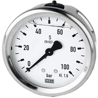 Riegler Glyzerinmano., CrNi-Stahl, G 1/4 hinten zentr., 0-100,0 bar,