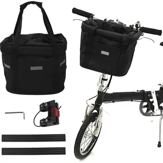 STILVORA Fahrradkörbe vorne,Fahrradlenkerkorb mit Reflektoren, Fahrradkorb abnehmbar,Fahrradkorb Oxford Gewebe, Großer Fahrradkorb,Fahrradkorb Ei... - Schwarz