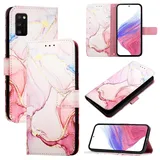 nancencen für Samsung Galaxy A41 Hülle, PU Leder Handyhülle Kapphülle mit Kartenfach Magnetisch Rundumschutz Mode Marmormuster Handytasche Case Handytasche Case, Roségold