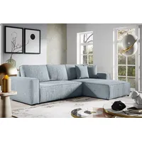 MEBLITO Ecksofa Big Sofa mit Schlaffunktion Bento L Form Couch Sofagarnitur Seite: Rechts Hellgrau (Poso 55) - Hellgrau