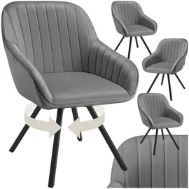 Tectake Armlehnstuhl Grau, 58x82x58 cm, Esszimmer, Stühle, Esszimmerstühle, Armlehnenstühle