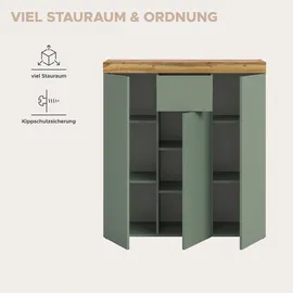 OTTO home Highboard 105 x 115 x 37 cm smoke grün / Wotan Eiche (Nachbildung)