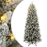 vidaXL Künstlicher Weihnachtsbaum, Tannenbaum mit Schnee LED-Beleuchtung 150 LEDs 120cm, Christbaum mit Metallständer, Weihnachtsdeko Kunstbaum Dekobaum