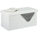Relaxdays Truhenbank Gepolstert Weiß 76,5 x 38 x 38,5 cm