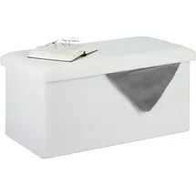 Relaxdays Truhenbank Gepolstert Weiß 76,5 x 38 x 38,5 cm