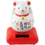 Freak Scene Glückskatze Maus - Maneki-Neko - Winkekatze - Solar - 10,5 cm - weiß
