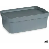 Kipit Aufbewahrungsbox mit Deckel Grau Kunststoff 6 L (21,5