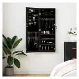 vidaXL Schmuckschrank mit Spiegel Wandmontage Schwarz 37,5x10x106 cm