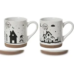 1 Stück Keramik Tasse 9cm Winterdorf Wichtel Motiv Kaffeetasse Teetasse Trinkbecher Heißgetränk Weihnachten Advent Winterzeit Geschenkidee Dekoration