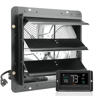 Vevor Abluftventilator, 356 mm,Temperatur-Feuchtigkeitsregler, EC-Motor, 1024 CFM, Wandlüfter mit variabler Geschwindigkeitsregelung zur Wandmontage, Belüftung und Kühlung für Gewächshäuser, Garagen