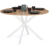 IDMarket Esstisch, rund, Alix, 4-6 Personen, Spinnenfuß, Holz und Weiß, 110 cm