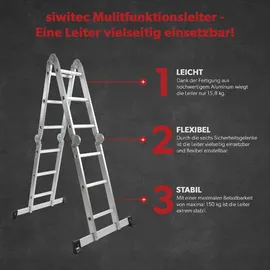 siwitec Vielzweckleiter Teleskopleiter 4 Stufen