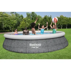 BESTWAY Fast Set Aufstellpool ⌀ 457 x 84 cm Grau inkl. Filterpumpe