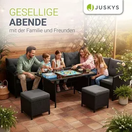 Juskys Manacor Lounge-Set schwarz/grau inkl. Abdeckung