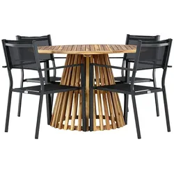 Ebuy24 Lumpur Gartenset Tisch Ø120cm natur, 4 Stühle schwarz.