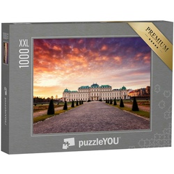 puzzleYOU Puzzle Puzzle 1000 Teile XXL „Sonnenaufgang am Schloss Belvedere in Wien“, 1000 Puzzleteile, puzzleYOU-Kollektionen Wien, Österreich