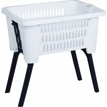 Spetebo Wäschekorb mit klappbaren Füßen 60 x 40 cm - weiß - Kunststoff Stand Wäschebox Korb