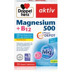 Doppelherz Magnesium 500 + B12 Tabletten trägt zur normalen Funktion des Nervensystems bei 30 TABL