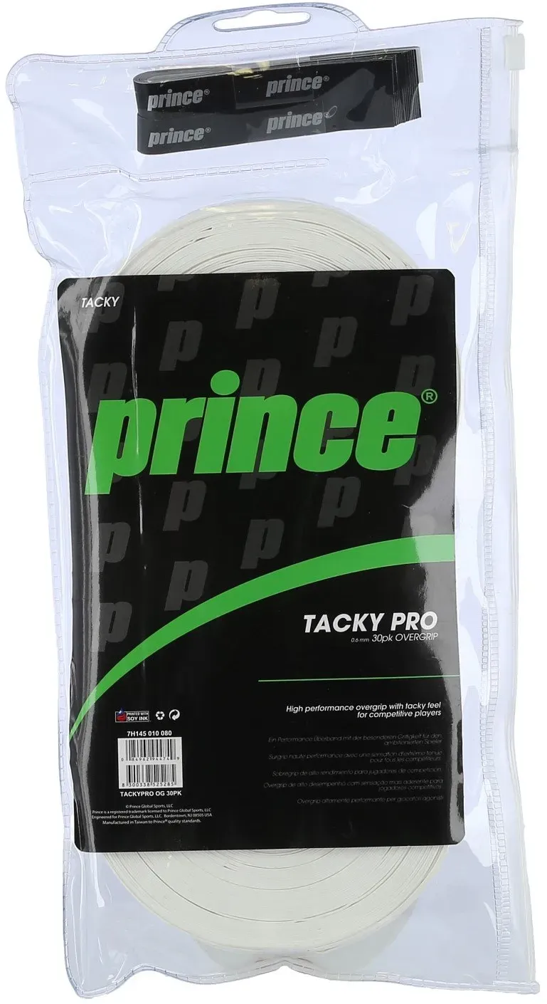 Prince Overgrip Tacky Pro 0.6mm weiss - 30 Stück im Zip Beutel